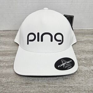 PING Golf Hat Men's White Flexfit Delta Adjustable Performance Cap